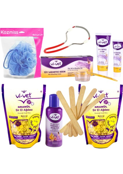 Naturel Boncuk Ağda Seti 7 Parça Tüy Sarartıcı Kremli