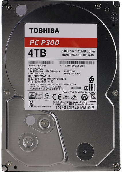 P300 4TB 5400RPM Sata3 128 MB Cache Sabit Disk HDWD240UZSVA