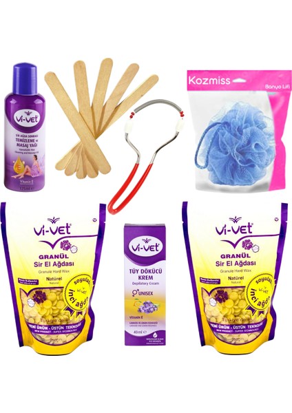 Naturel Boncuk Ağda Seti 7 Parça Tüy Dökücü Kremli