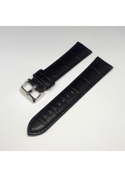 Atasaat 22MM Siyah Croco Bombeli Deri Saat Kayışı Kordonu 22X20