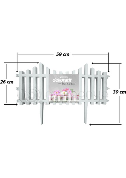 Dekoratif Bahçe Çiti Plastik Beyaz Çit Peyzaj Koruma Panel 2.36 mt 4 Adet