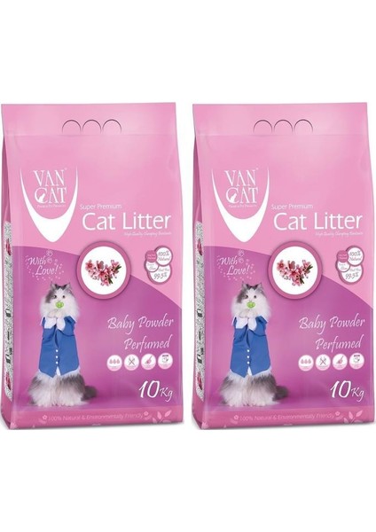 Van Cat Kokulu Baby Powder Parfümlü Kedi Kumu 10 kg 2 Adet