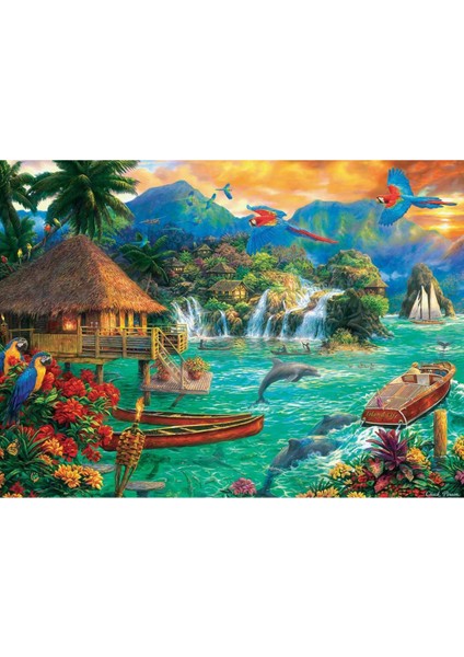 Güven Serigrafi Island Life 1000 Parça Ahşap Puzzle Yapboz