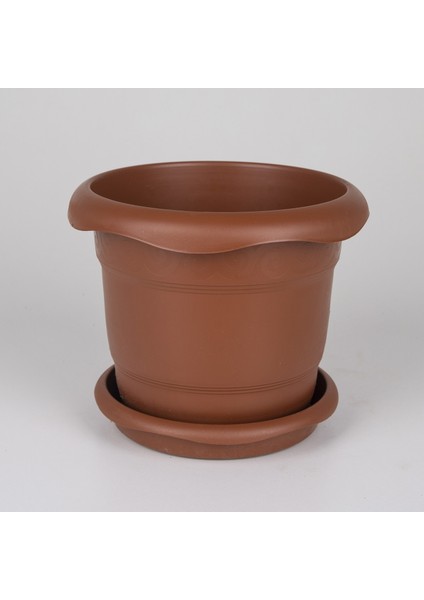 Tabaklı Plastik Saksı Kahverengi 2,8 Litre 20X16,5 cm No:1