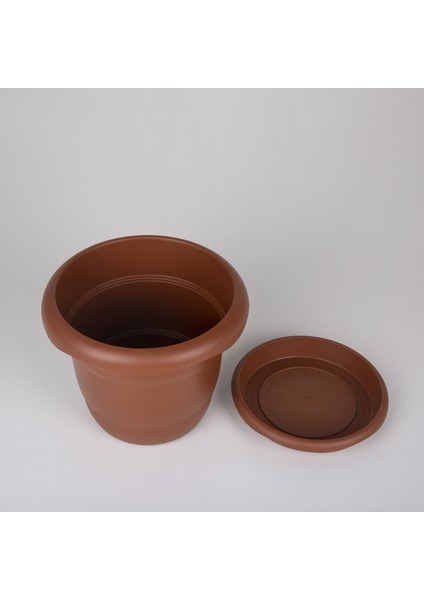Tabaklı Plastik Saksı Kahverengi 2,8 Litre 20X16,5 cm No:1