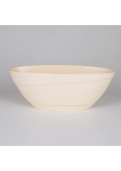 Tabaklı Oval Plastik Saksı Krem Renk 3,8 Litre No:3