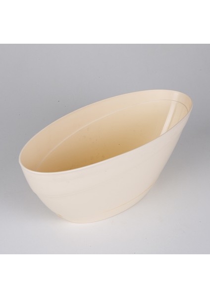 Tabaklı Oval Plastik Saksı Krem Renk 3,8 Litre No:3