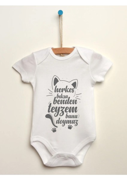 Bebek Beyaz Herkes Bıksa Benden Teyzem Bana Doymaz Baskılı Body Zıbın ACB0011