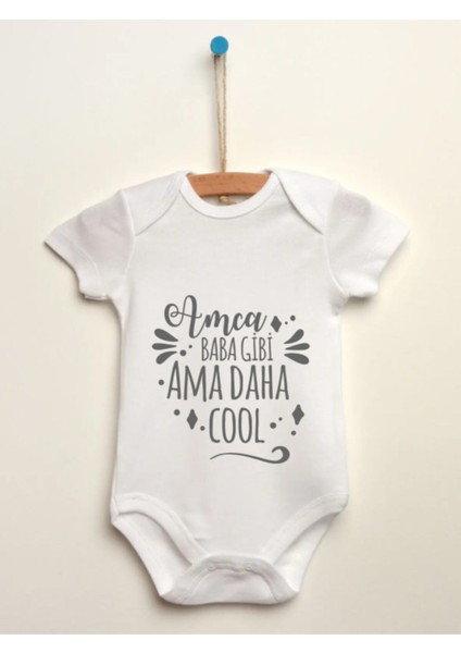 Bebek Beyaz Amca Baba Gibi Ama Daha Cool Baskılı Body Zıbın