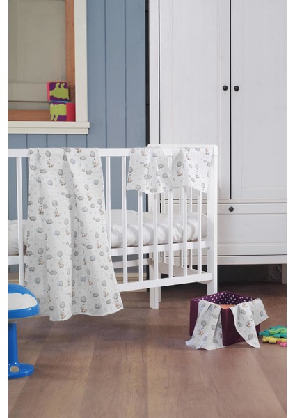 Müslin Bebek Battaniye + Ağız Bezi (4'lü) 120 x 120 cm Mavi Pamira fiyatları