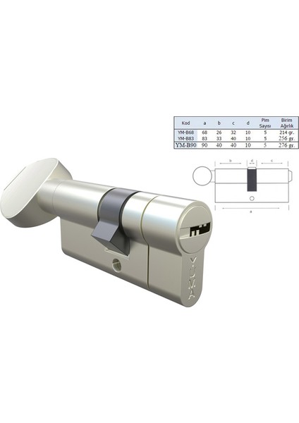 68 mm Tuzaklı Mandallı (Topuzlu) Bilyalı Barel / Kilit Göbeği
