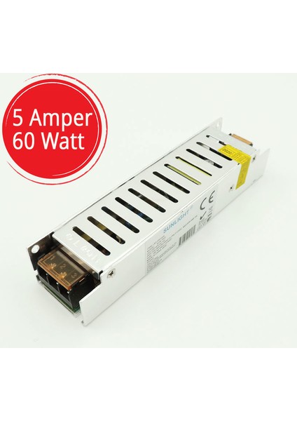 Şerit LED Trafo 12V Adaptör Driver 5 Amper 60 Watt