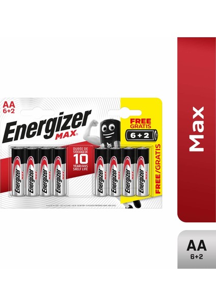 Alkalin Max Aa Kalem Pil 6+2