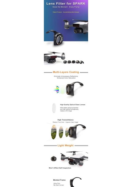 Djı Spark Gimbal Kamera Hd Mcuv Filtre Optik Lens indirimleri