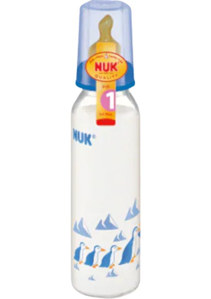 Cam Biberon Silikon Emzikli 250 ml - Mavi