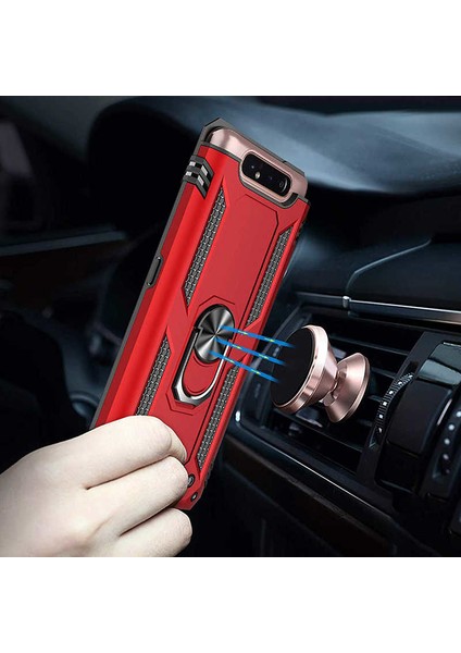 Samsung Galaxy A80 Kılıf Tank Zırh Yüzüklü Mıknatıslı Standlı Kapak (Vega) modelleri