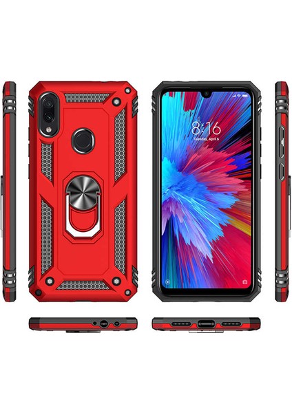 Xiaomi Redmi Note 7 Kılıf Tank Zırh Yüzüklü Mıknatıslı Standlı Kapak (Vega)