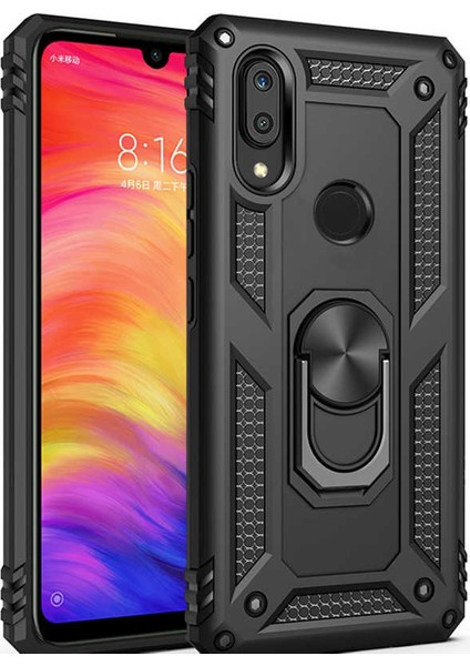 - Huawei Y7 Prime 2019 - Kılıf Yüzüklü Zırh Tank Vega Kapak - Siyah - T8258