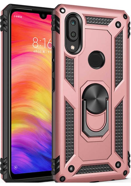 - Huawei Y7 Prime 2019 - Kılıf Yüzüklü Zırh Tank Vega Kapak - Rose Gold - T8258