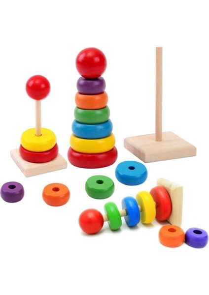 Ahşap Eğitici Oyuncak Bultak+Geometrik Set +Tangram+Kule 4lü Set