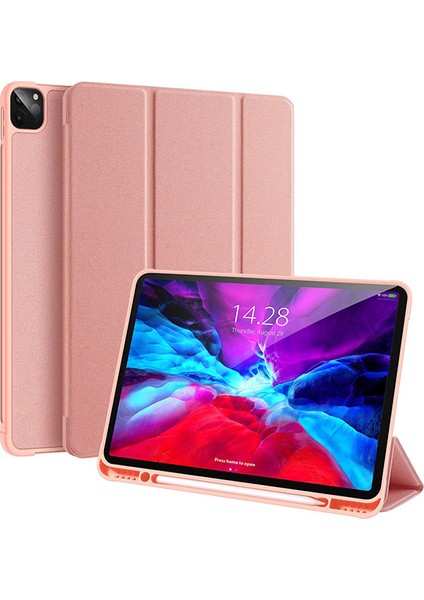 iPad Pro 12.9 (2020-2018 )Kılıf Kalem Yerli Soft Tpu Mıknatıslı Kılıf AL-32542 Pembe