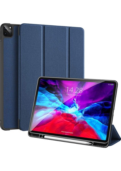 iPad Pro 12.9 (2020-2018 )Kılıf Kalem Yerli Soft Tpu Mıknatıslı Kılıf AL-32542 Mavi