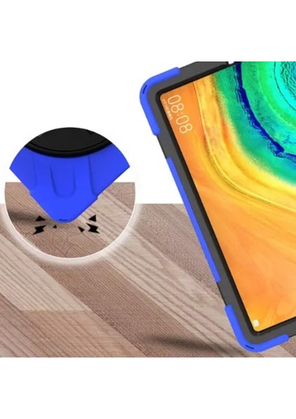 Huawei Matepad Pro 10.8 Kılıf Shockproof 3 Katmanlı Standlı Zırh Kılıf AL-32573 Mavi