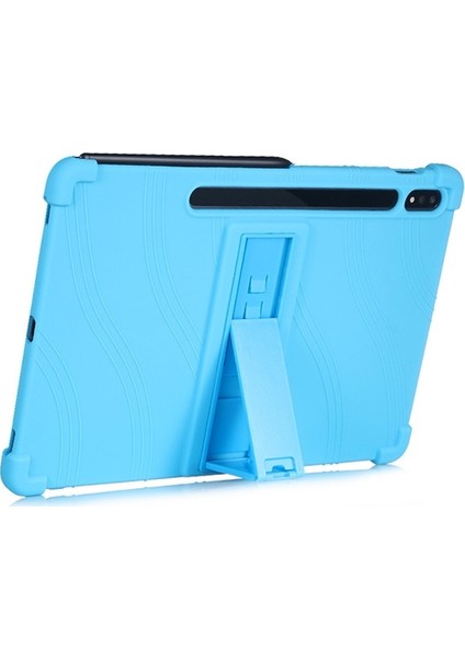 Galaxy Tab S7 Plus SM-T970 - T975 - 12.4 Inç Standlı Silikon Kılıf Açık Mavi