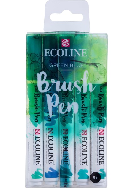 Ecoline Fırça Uçlu Sulu Boya Kalem Seti 5'li Turkuaz Tonları