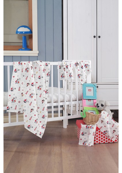 Müslin Bebek Battaniye + 4'lü Ağız Bezi 90 x 80 cm
