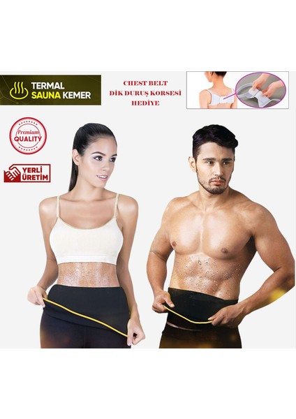 Premium Termal Sauna Korse Bel Göbek Terletici Yağ Yakma Kemeri 120X25 cm fırsatları