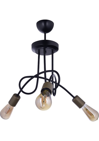 Silim Taba 3 Lü Avize (Siyah)