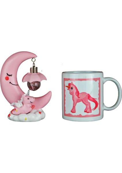 Unicorn 2 Li Set Ay Tasarımlı Unicorn Lamba Unicorn Kupa