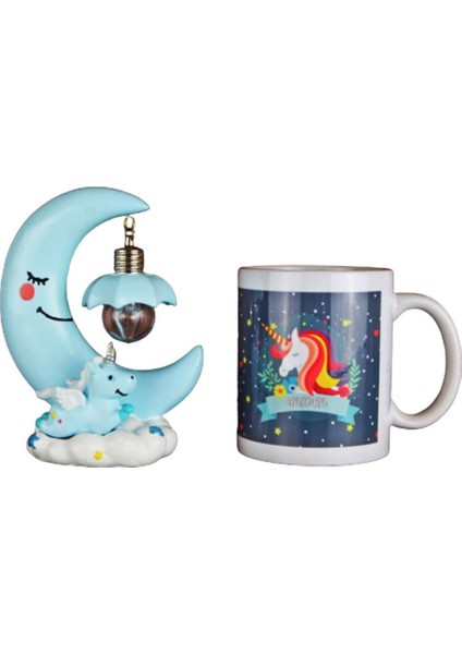 Unicorn 2 Li Set Ay Tasarımlı Unicorn Lamba Unicorn Kupa