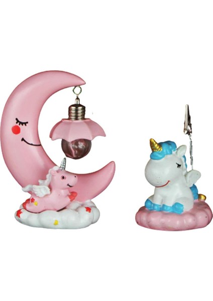 Unicorn 2 Li Set Unicorn Işıklı Biblo Unicorn Notluk