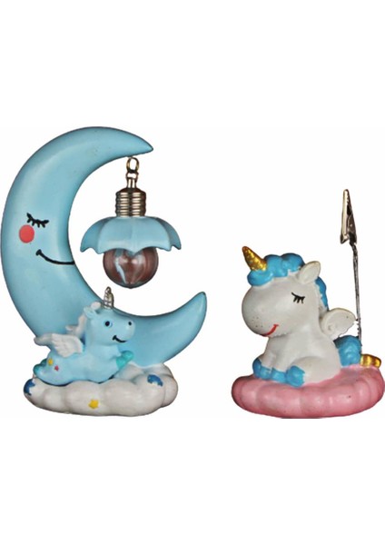 Unicorn 2 Li Set Unicorn Işıklı Biblo Unicorn Notluk