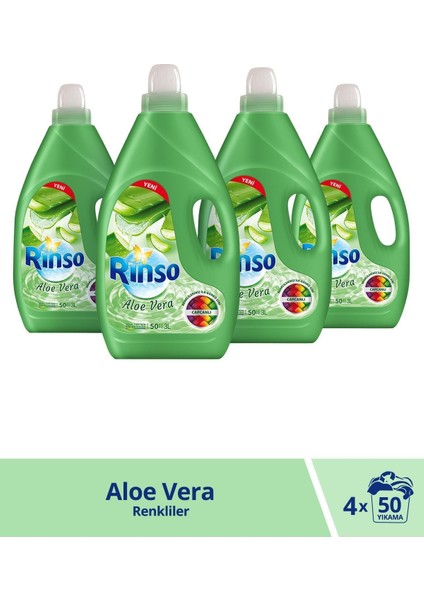 Aloe Vera Renkliler Için Sıvı Çamaşır Deterjanı 3000 ml 50 Yıkama x 4'lü