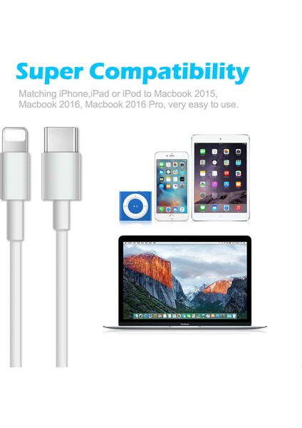 AL2585 Type C To Lightning iPhone Uyumlu Şarj Data Kablosu 2 Metre Beyaz