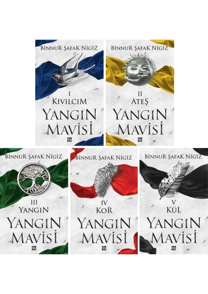 Yangın Mavisi Serisi 5 Kitap Set - Binnur Şafak Nigiz - Kıvılcım - Ateş - Yangın - Kor - Kül