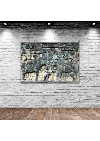 Gift Eski Khmer Duvar Oyma Tasarımlı Kanvas Tablo 70X100CM-1