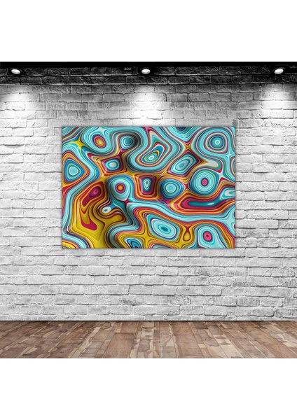 Gift Üç Boyutlu Soyut Dalgalı Çizgiler Tasarımlı Kanvas Tablo 50X70CM-2