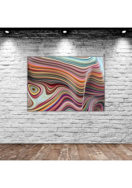 Gift Üç Boyutlu Soyut Dalgalı Çizgiler Tasarımlı Kanvas Tablo 70X100CM-3