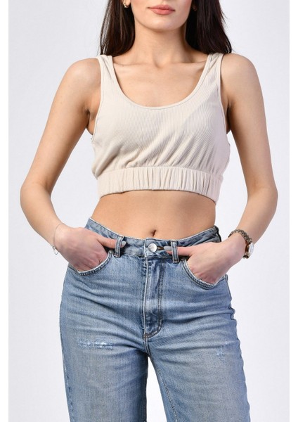 Fitilli Askılı Top Bej Bej - L