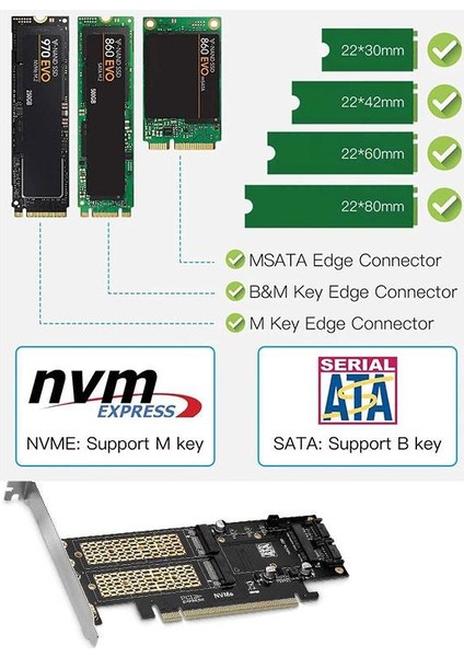 Pcı E 16X M2 Nvme,Ngff,Msata Dssd 3İn1 Adaptör Kartı modelleri