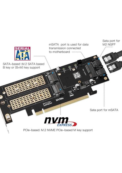 Pcı E 16X M2 Nvme,Ngff,Msata Dssd 3İn1 Adaptör Kartı fırsatları