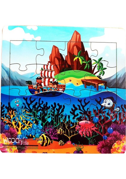 Hayvanlar Tasarımlı 16 Parça Ahşap Puzzle Yapboz 3'lü Set
