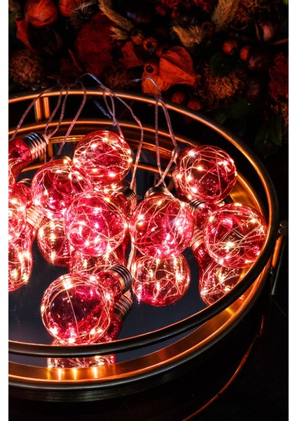 16 Kırmızı Ampüllü LED Aydınlatma 360CM