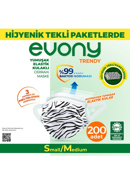 Elastik Kulaklı Trendy Maske Tekli Paketlenmiş 200 Adet