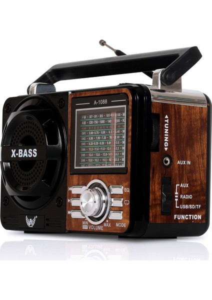A-1088T USB Aux Sd Kart Girişli Işıklı Radyo