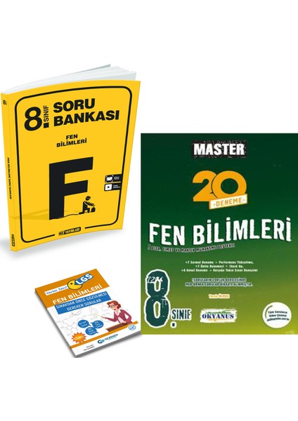 8. Sınıf Fen Bilimleri Soru Bankası ve Okyanus Master 20 Fen Denemesi - Yerim Seni LGS